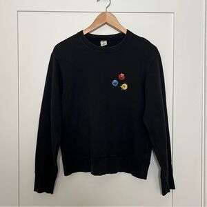 Kaws x Uniqlo Sesame Street Sweatshirt Unisex Size XS Black Embroidered Crewneck